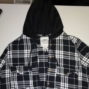 Black & White Flannel with Black Hood